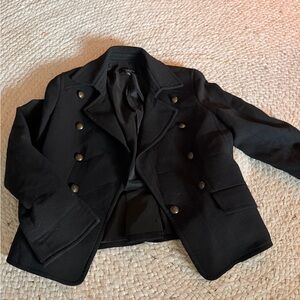Talbots Black Double-Breasted Peacoat with Gold-Tone Buttons